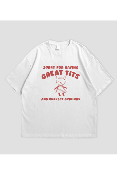 Adrift Îmi pare rău pentru că am sâni grozavi și opiniile corecte Tricou oversize unisex proiectat