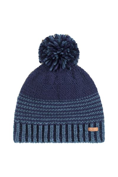 Nordbron Navy Blue Unisex Winter Beanie - Colorful Peio with Logo Detail, Plain Fold