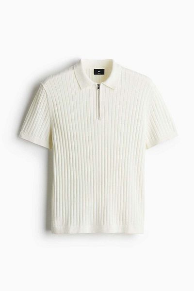 H&M Slim Fit Rib-knit polo shirt