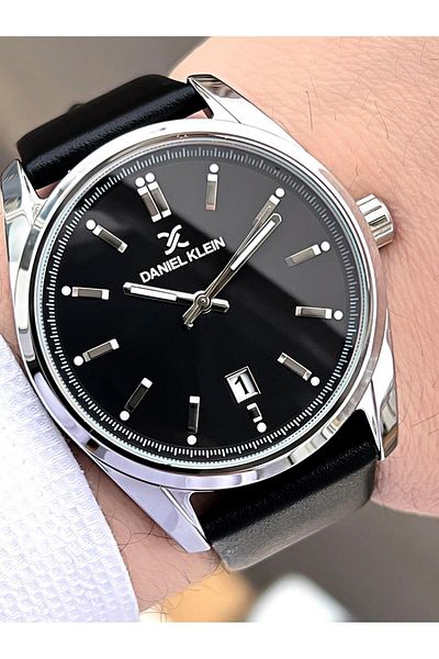 Daniel Klein 3 Atm Leather Band Men's Wristwatch - Dial with Calendar, for Engagement and Groom Edk.13819.1