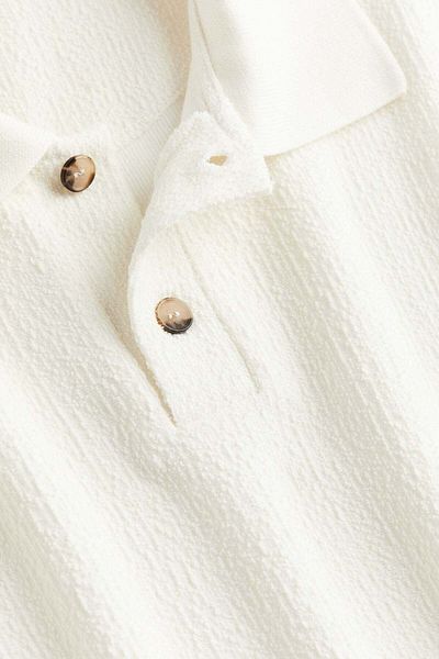 H&M Regular Fit Textured-knit polo shirt