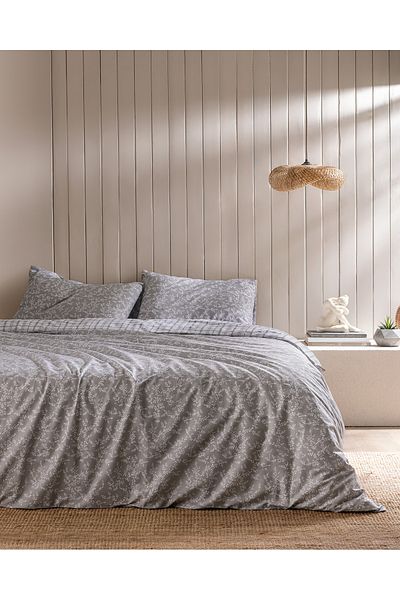 Madame Coco Garde King Size 100% Cotton Ranforce Printed Duvet Cover Set - Gray
