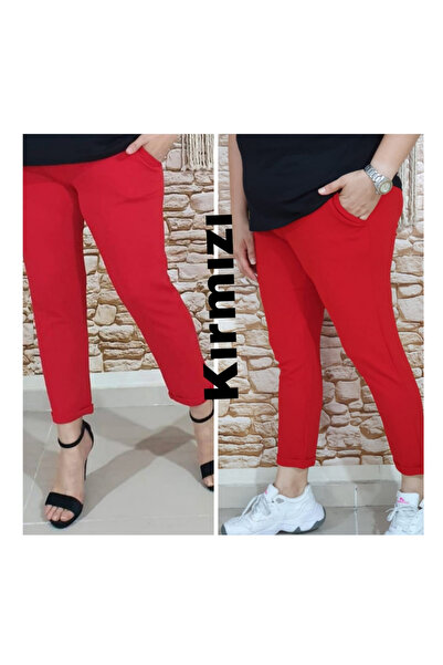 kısmet sepeti Ženske Elastično Krep tkanine, dvostruke nogavice, crvene panta...