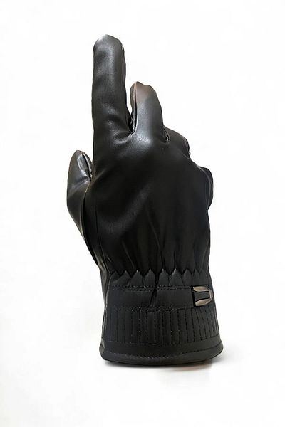 AYDINER TEKSTİL Unisex Leather Gloves - Touch Screen and Fleece Inside