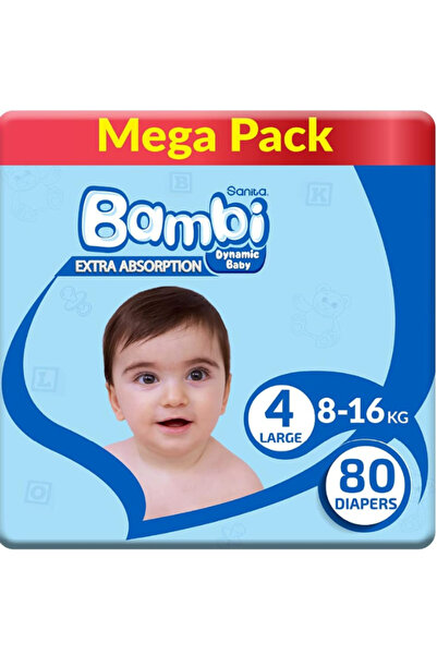 Sanita Bambi حفاضات سانيتا بامبي العبوة الضخمة - حجم 4، كبير، 8-16 كيلو، 80 حفاض