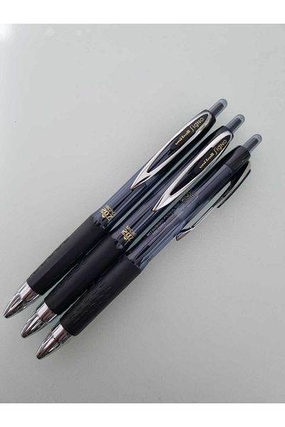 UNİ-BALL Uni-Ball Roller Signo 207 Micro Gel - 0.5 mm Black Pen (3 Pcs)