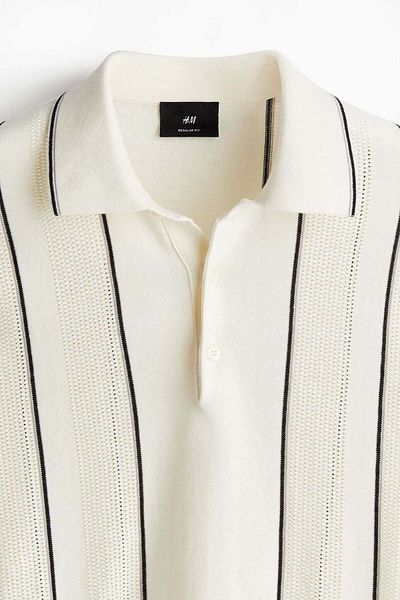 H&M Regular Fit Pointelle-knit polo shirt