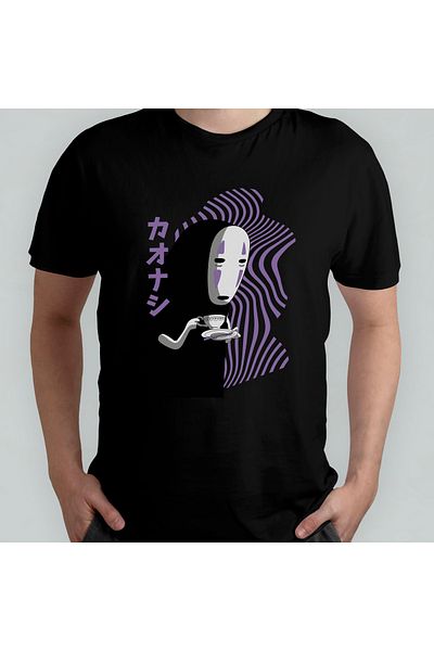 Pixxa Spirited Away - Μπλουζάκι με λαιμόκοψη χωρίς πρόσωπο Ghibli Miyazaki 100% βαμβάκι Μοντέλο 1