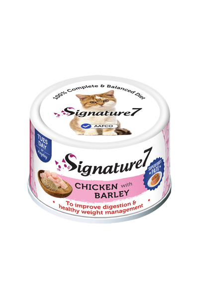 Signature 7 طعام القطط المعلب Signature7 بالدجاج والشعير - 80 جم