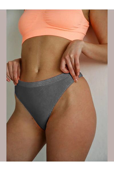 MİSTİRİK Model Navelli Chiloți Thong Sport Model Tricotat Cusătură Moale Model Fără Model Culoare Gri închis