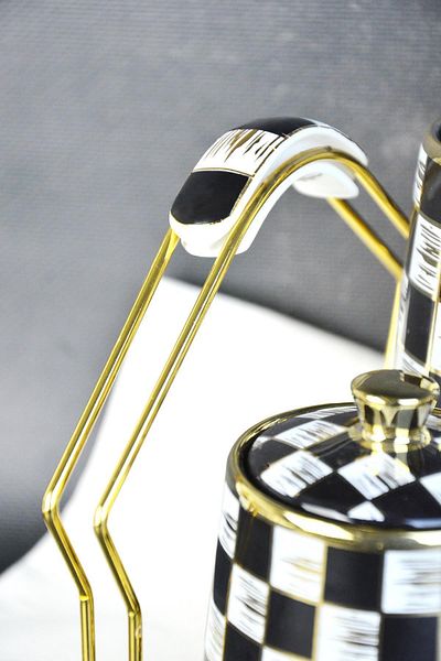 Paçi Celira Leo Shiny Checkerboard 7 Piece Patterned Spice Set