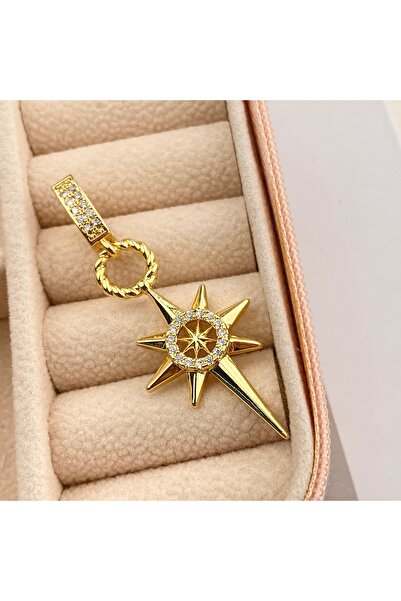 Kyver Ajda Charm Ajda Bilezik Charmı Zirkon Taşlı Kutup Yıldızı Dümen Gold