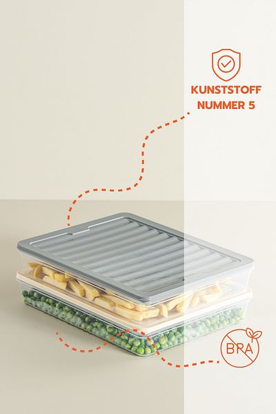 Ginza Maison 4-TEILIGE 2400 ML KÜHLSCHRANK-AUFBEWAHRUNG, FRISCHEBOX GRAU