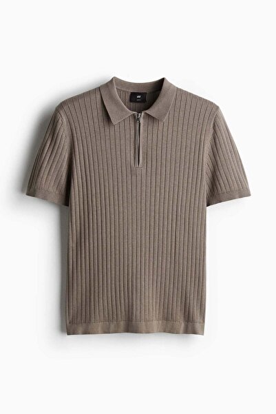 H&M Slim Fit Rib-knit polo shirt