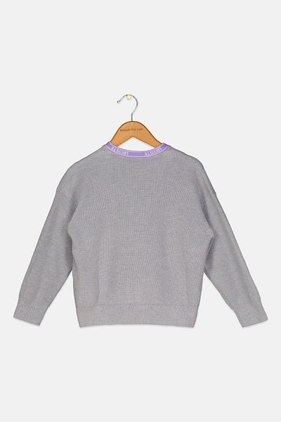 Lacoste Toddlers Girls V-Neck Embroidered Logo Carolingian, Grey