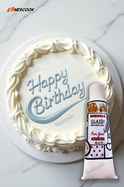 ŞEKER & SUGAR Ready Glaze / Writing on Cookies / Cookie Decoration / White Color 40Gr