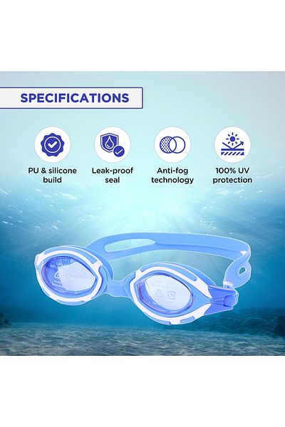Endless Swimming Goggle With Anti-Fog & UV Protection | Leak Proof | Blue | Free Size | Silicon, Rubber