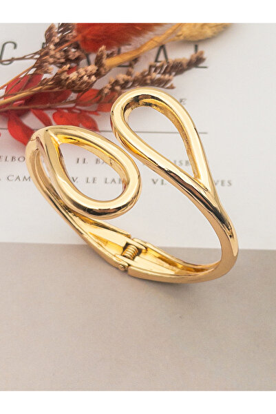 Siya Silver Altın Kaplama Damla Model Ince Kaburga Kelepçe Bileklik