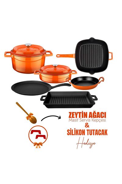 Lava Cast Iron 6X Trendy Series 8 Piece Cookware & Pans Set