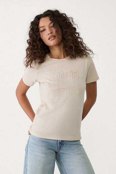 Stradivarius Embroidered slogan t-shirt