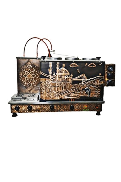 SAFİR 3 Demlik Bakır Tüplü Çay Semaveri Çay Ocağı Tam Otomatik Çay Kazanı Ist...