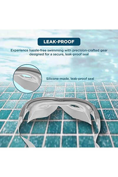 Endless Stylish Swimming Goggle with Anti-Fog & UV Protection | Silver | Silicon, PU | Leak Proof | One Size