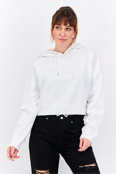 Crosshatch Women Plain Long Sleeves Hoodies, White