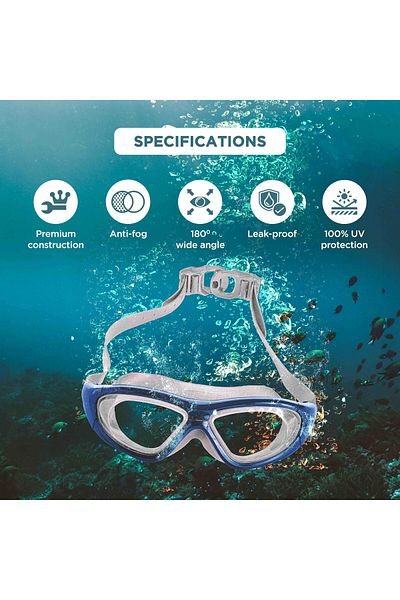 Endless Stylish Swimming Goggle with Anti-Fog & UV Protection | Blue | Silicon, PU | Leak Proof | One Size