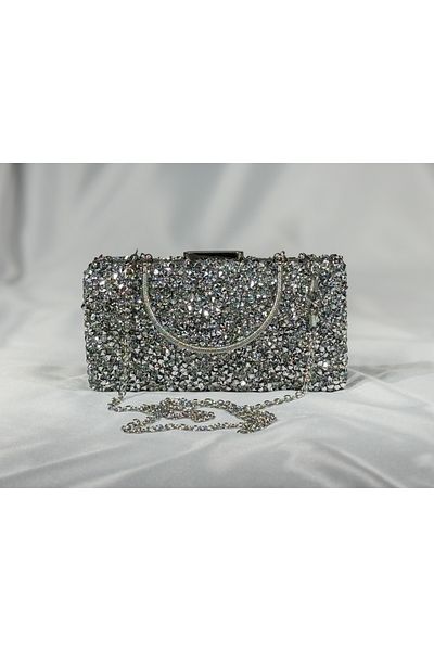 Store Sparkling Silver Stone Evening Dress Bag