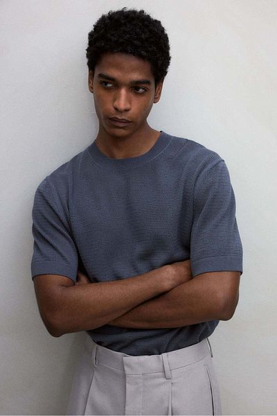 H&M Regular Fit Hole-knit T-shirt