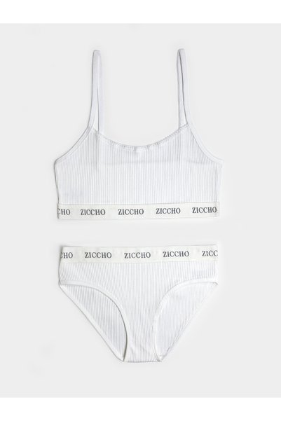 ZICCHO Women's Corded Fabric Rope Strap Bustier and Panty Set