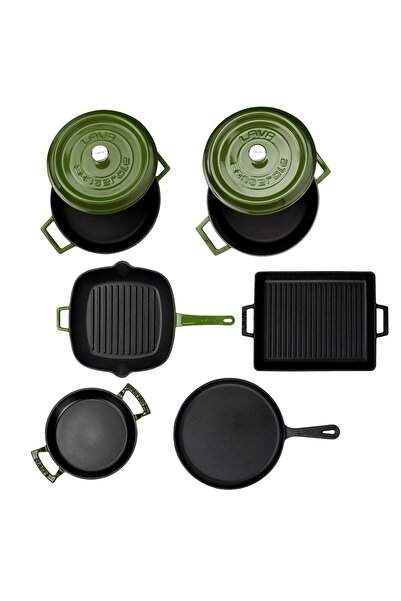 Lava Döküm 6x Trendy Serisi 8 Parça Tencere & Tava Seti