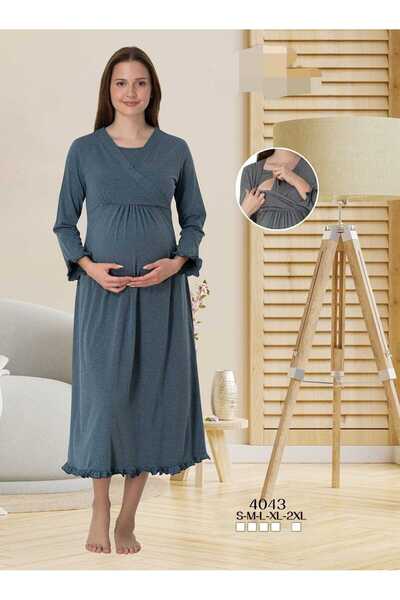 CT MODA ثوب نوم نسائي من القطن الممشط بتصميم خاص مدخن للحوامل