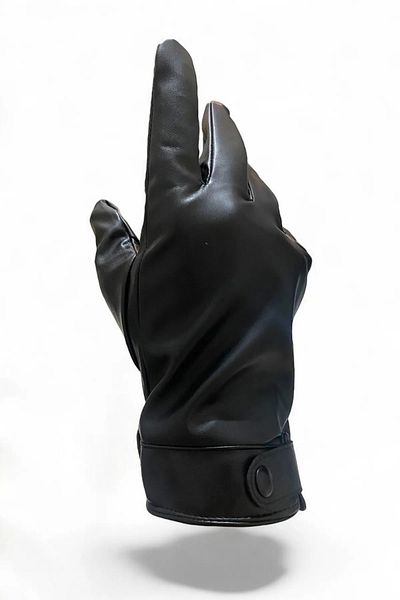 AYDINER TEKSTİL Unisex Leather Gloves - Touch Screen and Fleece Inside