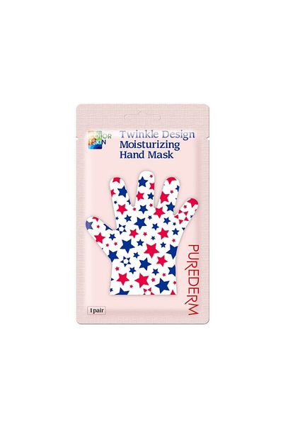 Purederm COLOUR!SKIN! Moisturising hand mask with star print, 2 x 13 g