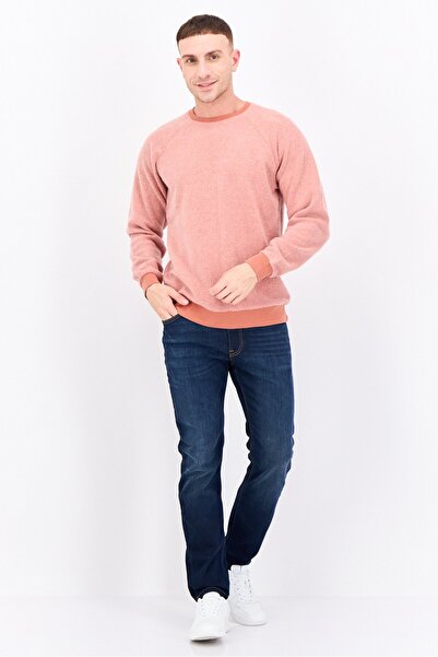 Feat Men Crew Neck Solid Long Sleeves Sweatshirt, Rust