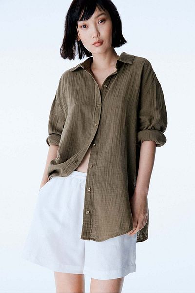H&M MAMA Before & After Muslin shirt