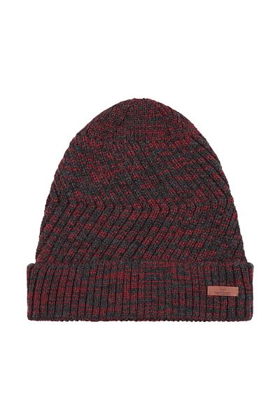 Nordbron Unisex Dark Wine Beanie Winter Folded Basic Logo Detailed Plain Daily Use Seth