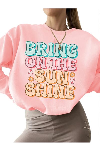 DogFish Men's Crew Neck Sweatshirt Unisex Bring on Sunshine Summer Retro Beach T-Shirt Printed Sweatshirt
