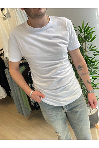 Erkek Basic Tshirt Beyaz