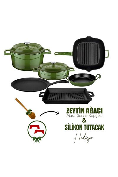 Lava Cast Iron 6X Trendy Series 8 Piece Cookware & Pans Set