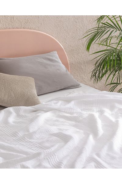 Madame Coco Lucille King Size 100% Cotton Bedspread - White