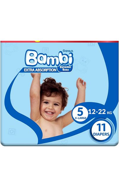 Sanita Bambi Sanita Bambi Diapers Mega Pack - Size 5 - Extra Large, 12-22 kg, 11 Diapers