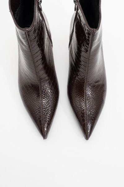 LuviShoes Γυναικείες μπότες με λεπτό τακούνι NOYA καφέ στάμπα