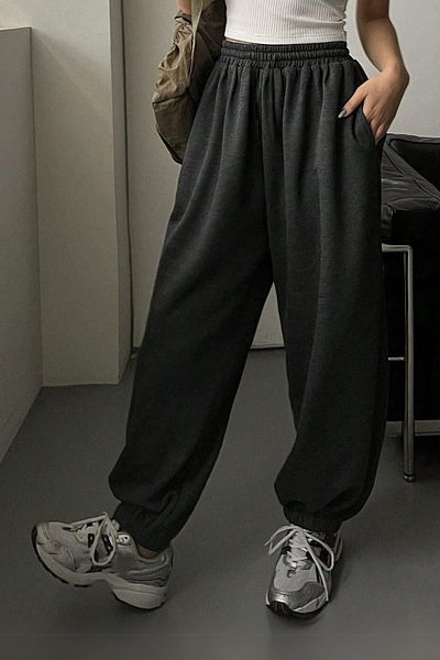 vladivosto Ψηλόμεσο με ελαστικό πόδι Plus Size Extra Loose Hijab Oversize Φούτερ Μαύρο Γκρι Ανθρακί
