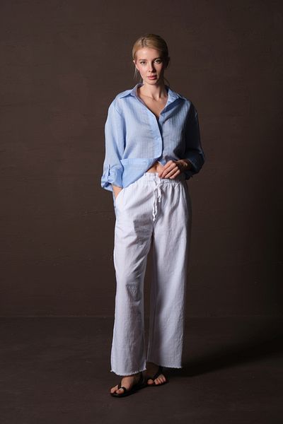 Maule Portofino Cotton Elastic and Gathered Ruh Hasan Leg Ankle Corks Summer Women's Pants