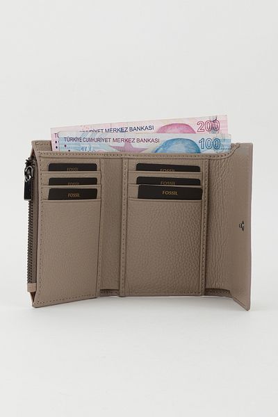 Fossil Boxed Genuine Leather Ice Blue Medium Size Women's Hand Portfolio Card Holder Wallet