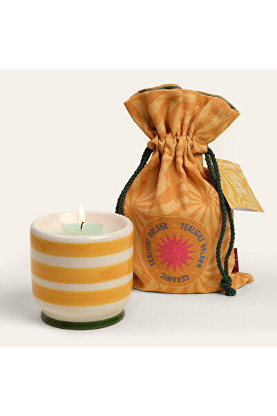 Zsa Zsa Zsu Nana El Boyaması Seramik Mum Tutucu 9 Cm Sarı