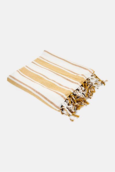 Muy Mucho Women Stripe Print Beachwear Sarong, Tan