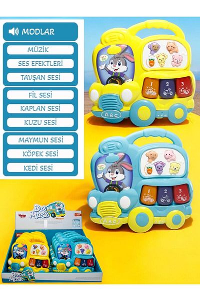 BYCEGU 83740 Baby Activity Toy with Music and Light Bus Baby Piano